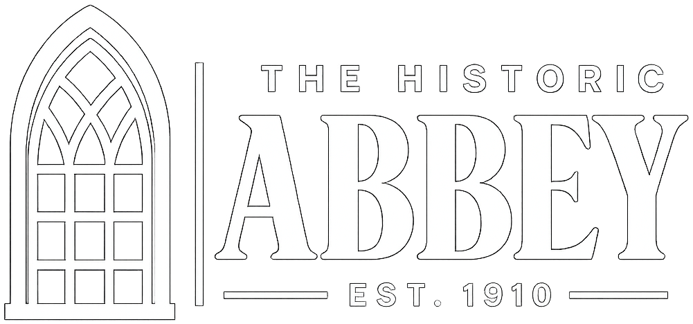 The Abbey White on trnsparent logo